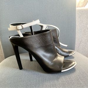 BALENCIAGA Leather Heel Sandals Black Size 37 EU